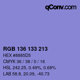Color code: RGB 136 133 213 | qconv.com