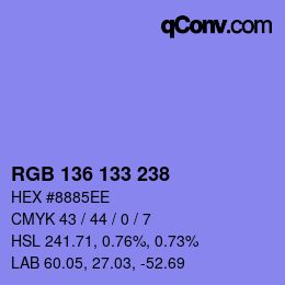 Color code: RGB 136 133 238 | qconv.com