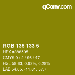 Color code: RGB 136 133 5 | qconv.com