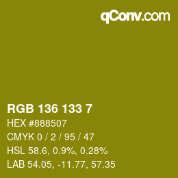 Color code: RGB 136 133 7 | qconv.com