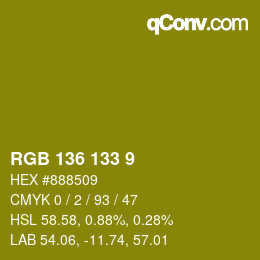 Color code: RGB 136 133 9 | qconv.com