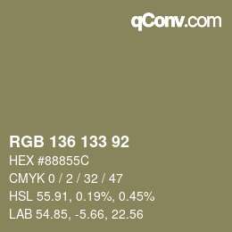 カラーコード: RGB 136 133 92 | qconv.com