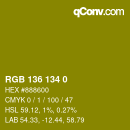 Color code: RGB 136 134 0 | qconv.com