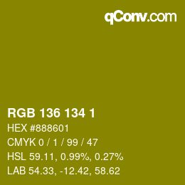Color code: RGB 136 134 1 | qconv.com