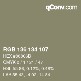 Color code: RGB 136 134 107 | qconv.com