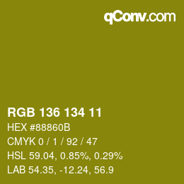 Color code: RGB 136 134 11 | qconv.com