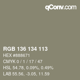 Farbcode: RGB 136 134 113 | qconv.com