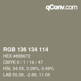 Farbcode: RGB 136 134 114 | qconv.com