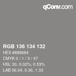 Farbcode: RGB 136 134 132 | qconv.com