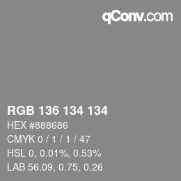 Color code: RGB 136 134 134 | qconv.com