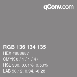 Color code: RGB 136 134 135 | qconv.com