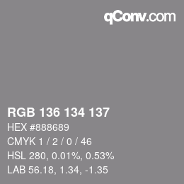 Color code: RGB 136 134 137 | qconv.com