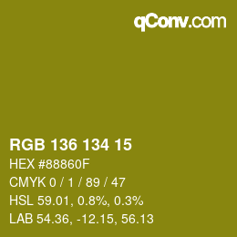 Color code: RGB 136 134 15 | qconv.com