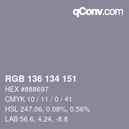 カラーコード: RGB 136 134 151 | qconv.com