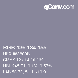 Farbcode: RGB 136 134 155 | qconv.com