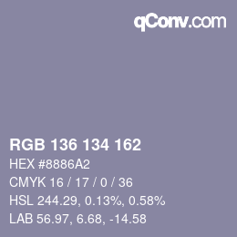 Farbcode: RGB 136 134 162 | qconv.com