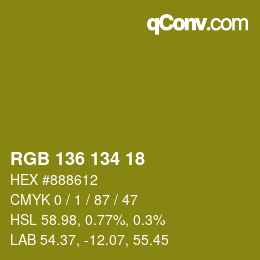 Color code: RGB 136 134 18 | qconv.com