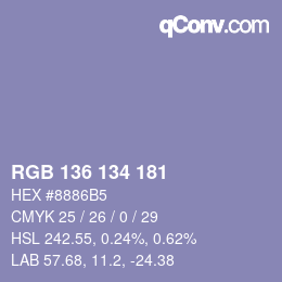 カラーコード: RGB 136 134 181 | qconv.com