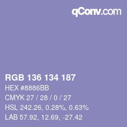 カラーコード: RGB 136 134 187 | qconv.com