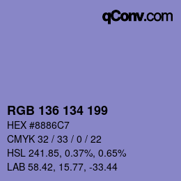 Farbcode: RGB 136 134 199 | qconv.com