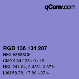 Color code: RGB 136 134 207 | qconv.com