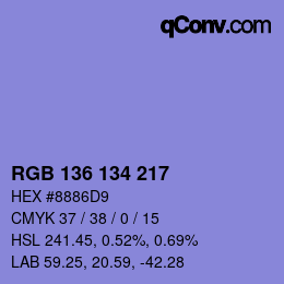 Color code: RGB 136 134 217 | qconv.com