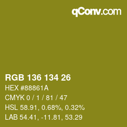 Farbcode: RGB 136 134 26 | qconv.com
