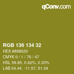 Color code: RGB 136 134 32 | qconv.com