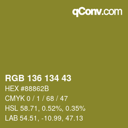 Color code: RGB 136 134 43 | qconv.com