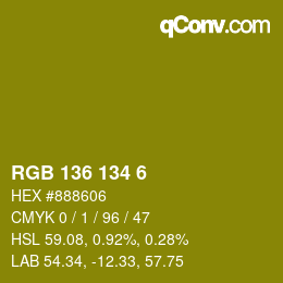 Código de color: RGB 136 134 6 | qconv.com