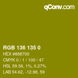 Color code: RGB 136 135 0 | qconv.com