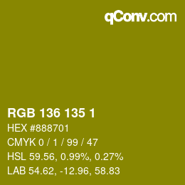 Farbcode: RGB 136 135 1 | qconv.com