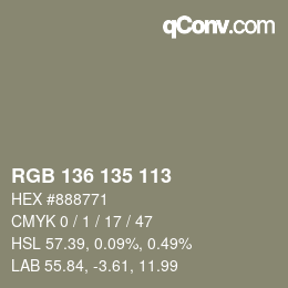 Color code: RGB 136 135 113 | qconv.com