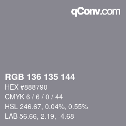 カラーコード: RGB 136 135 144 | qconv.com