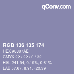 Color code: RGB 136 135 174 | qconv.com