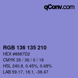 Color code: RGB 136 135 210 | qconv.com