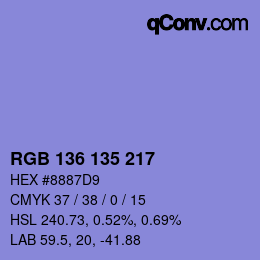 Color code: RGB 136 135 217 | qconv.com
