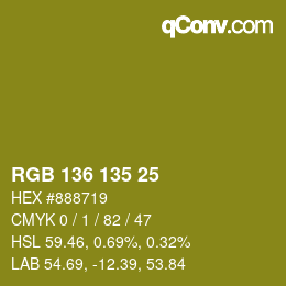 Color code: RGB 136 135 25 | qconv.com