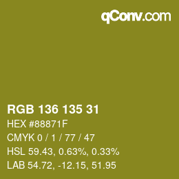 Color code: RGB 136 135 31 | qconv.com
