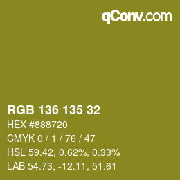 Color code: RGB 136 135 32 | qconv.com