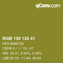 Color code: RGB 136 135 41 | qconv.com