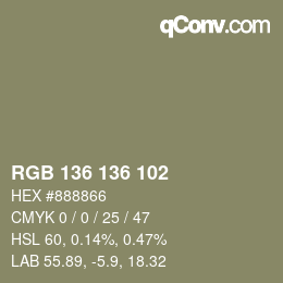 Farbcode: RGB 136 136 102 | qconv.com