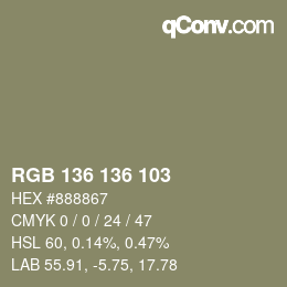 カラーコード: RGB 136 136 103 | qconv.com