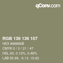 Color code: RGB 136 136 107 | qconv.com