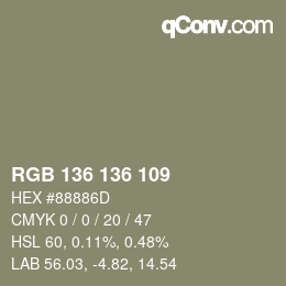 Color code: RGB 136 136 109 | qconv.com