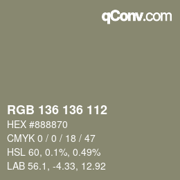 カラーコード: RGB 136 136 112 | qconv.com