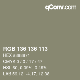 Color code: RGB 136 136 113 | qconv.com