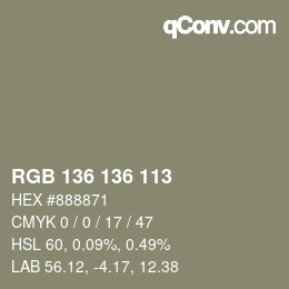 Código de color: RGB 136 136 113 | qconv.com