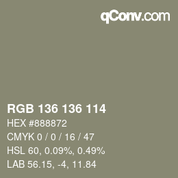 Código de color: RGB 136 136 114 | qconv.com