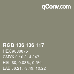 Color code: RGB 136 136 117 | qconv.com